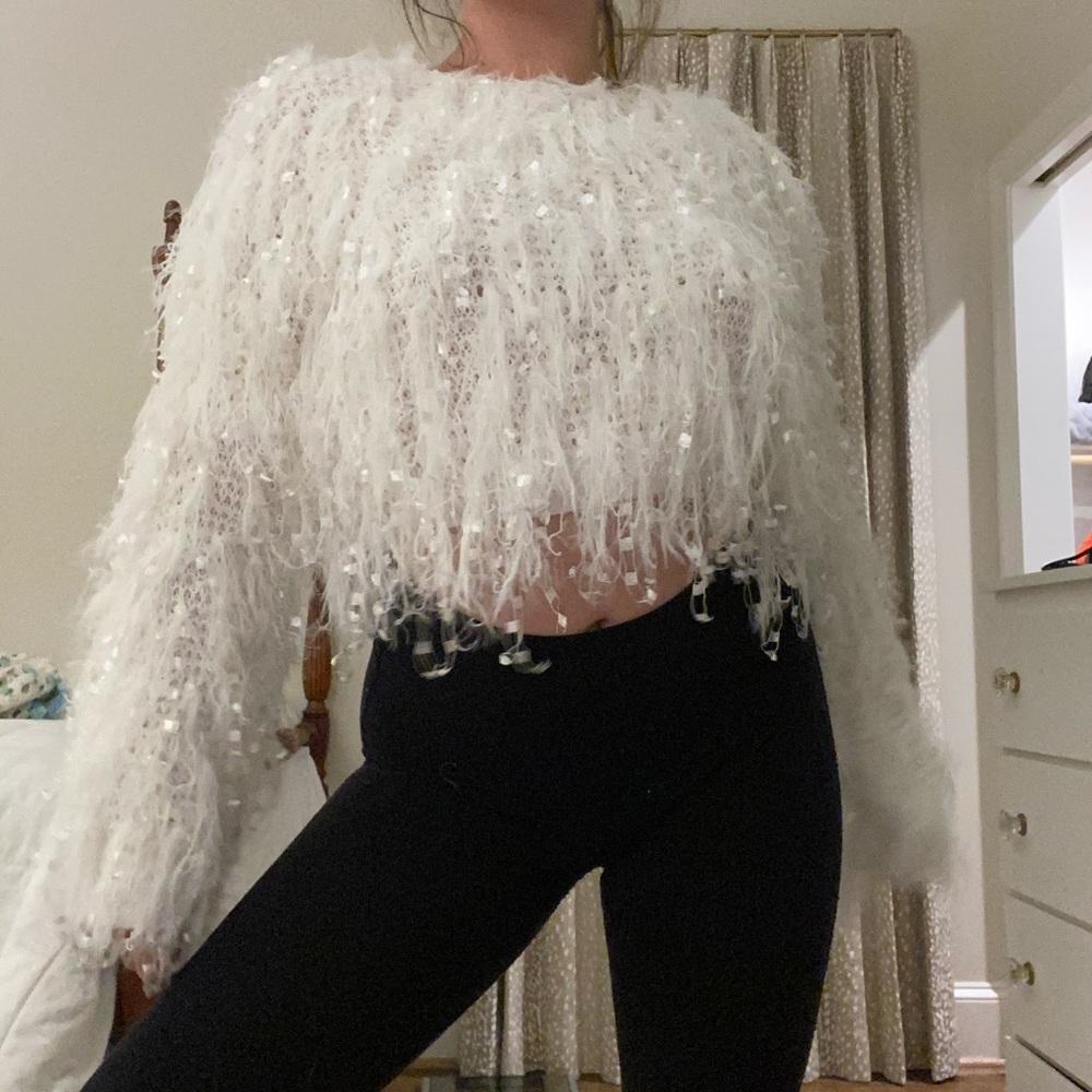 Shaggy Furry Fringed Crop top Sweater
